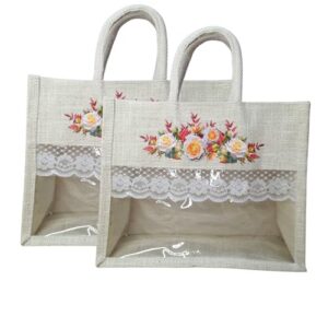 Ahans World Jute Bag 12x10x5 Inch with Transparent Window Ideal for Room Hampers (2, Yello Rose)  Amazon.in: Home & Kitchen