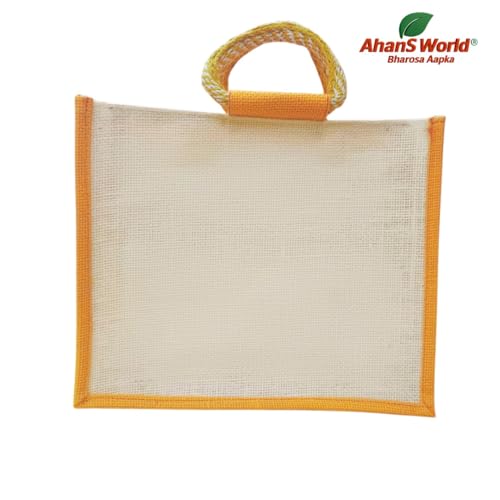 Ahans World Jute Bag 12x10x5 Inch with Transparent Window Ideal for Room Hampers GOTTA PATTY LACE (6, Yellow) Amazon.in: Home & Kitchen - Image 5