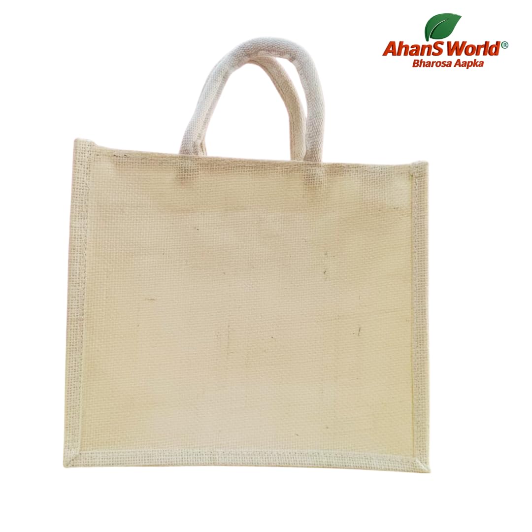 Ahans World Jute Bag with Transparent Window Ideal for Room Hampers OFF WHITE (6, 10 * 8 * 5 INCH) Amazon.in: Home & Kitchen - Image 5