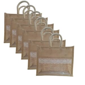 Ahans World Jute Bag with Transparent Window Ideal for Room Hampers Natural Brown (6, 12 * 10 * 5 INCH)  Amazon.in: Home & Kitchen