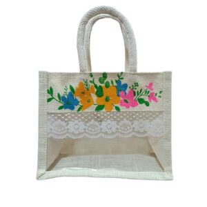 Ahans World White Jute Hamper Bag Transparent Lace Return Gift Bag (1, 10 * 8 * 5 INCH)  Amazon.in: Home & Kitchen