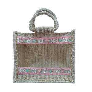 Ahans World Transparent Natural Striped Jute Hamper Bag Floral Lace Gift Tote (1, 10 * 8 * 5 INCH)  Amazon.in: Home & Kitchen